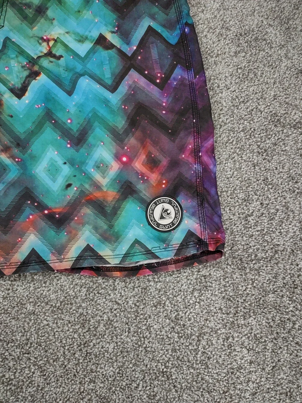 Beautiful Giant Boardshorts Men 38 Galaxy Diamond Tie Dye Hybrid Swim Trunks